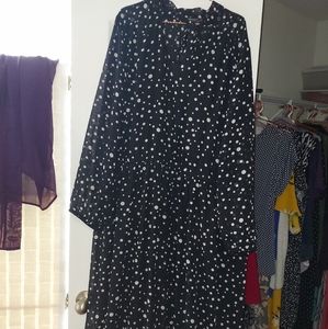 Black & White Polka-Dot Midi Dress